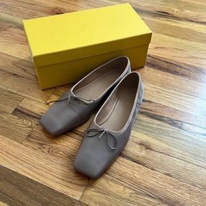 Mansur Gavriel Square Toe Ballerina Biscotto